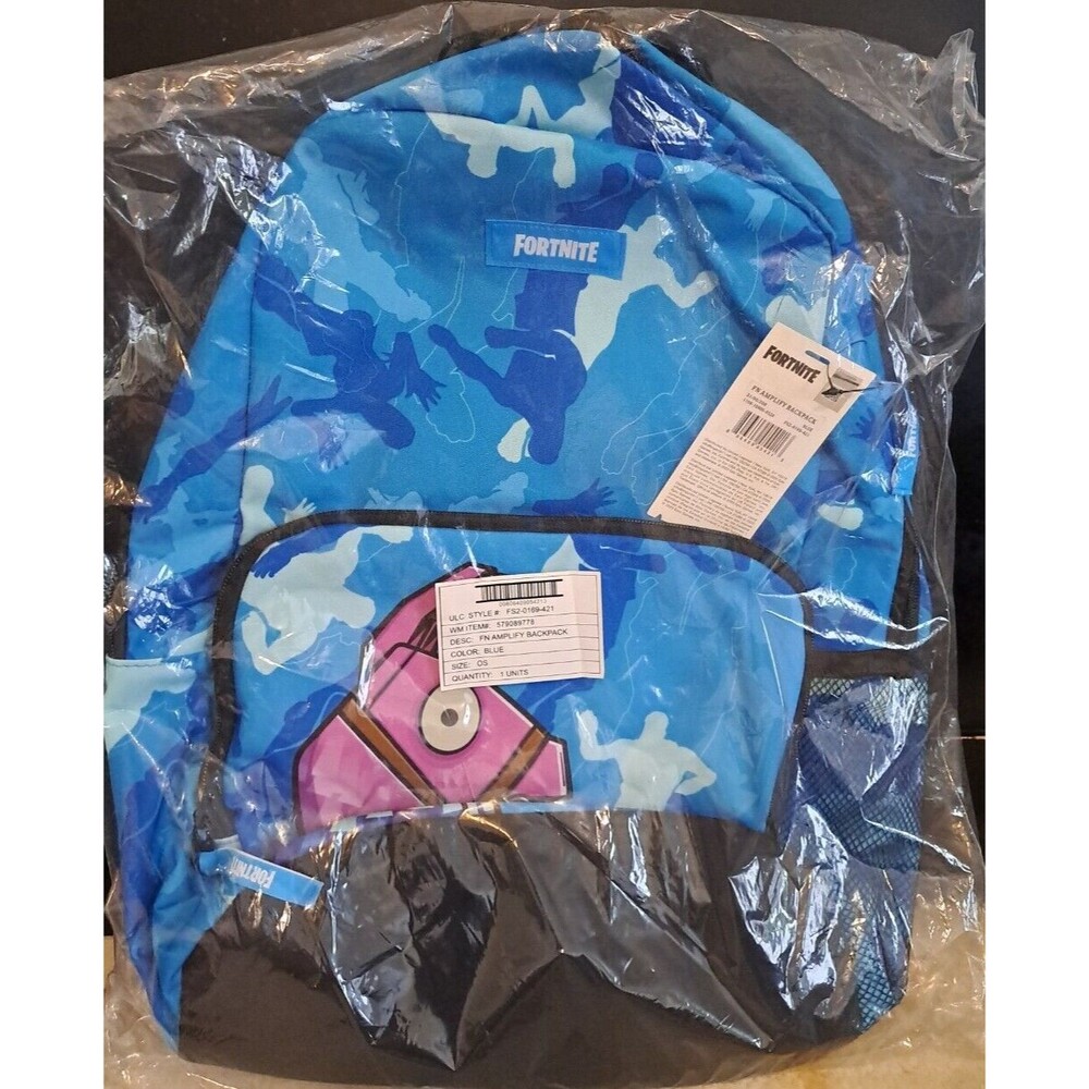 Fortnite Unisex Amplify Llama Loot Piñata Blue Backpack with Side Mesh Pocket